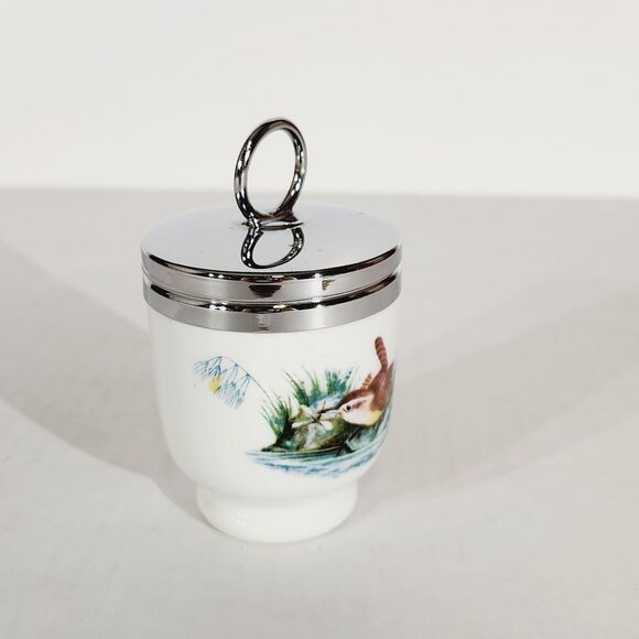 Royal Worcester Egg Coddler Porcelain Wren and Finch Bird Nature England *Rust - Picture 6 of 12